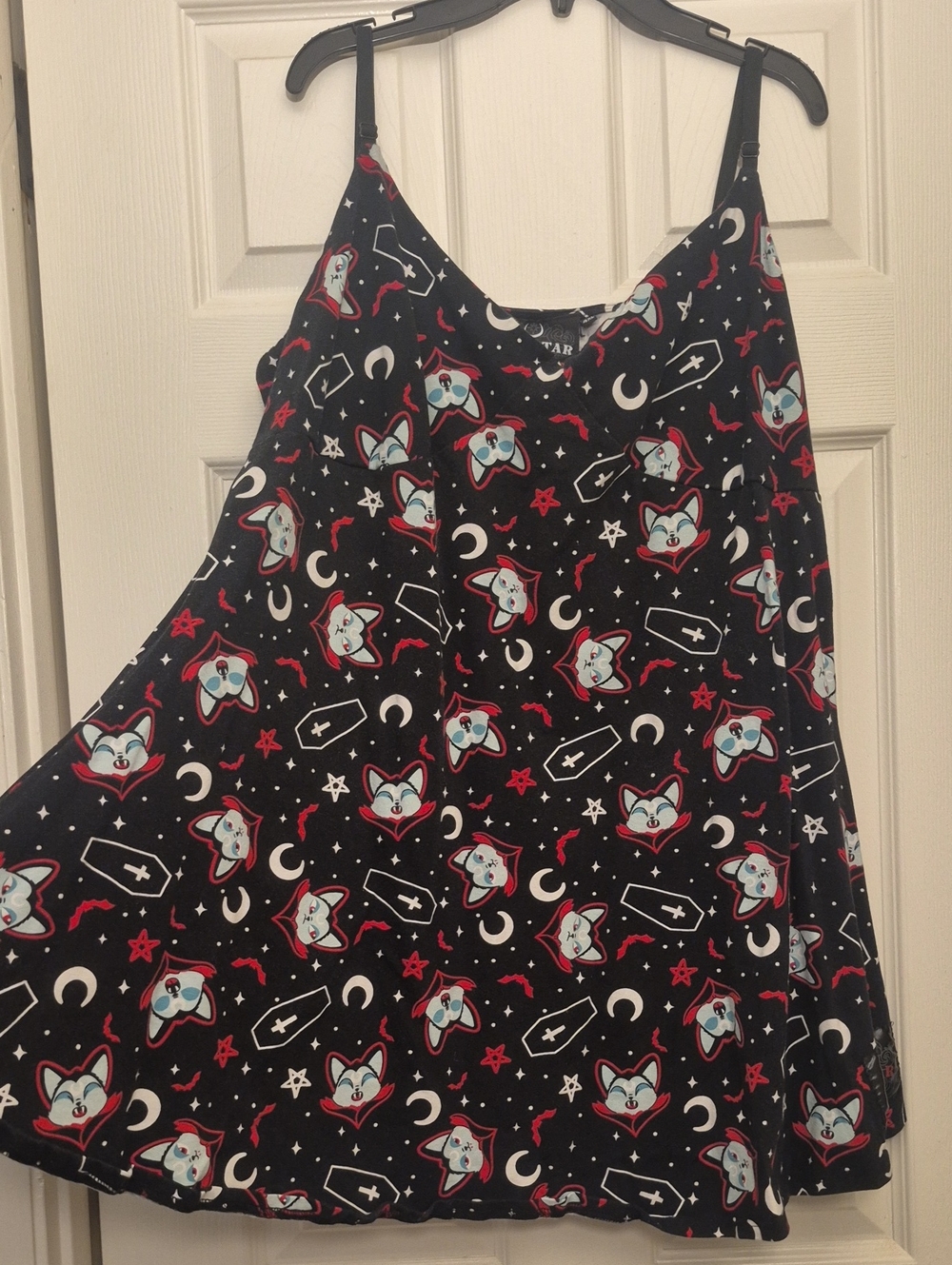 Killstar Black Dress with Red & Light Blue  Vampire Occult Print